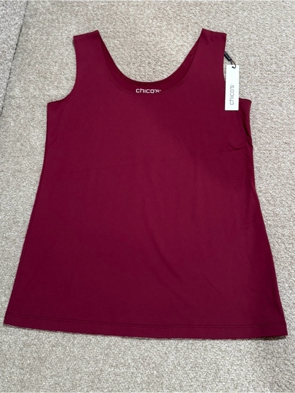 Chico's Sleeveless Scoop Neck Tank Top - Burgundy